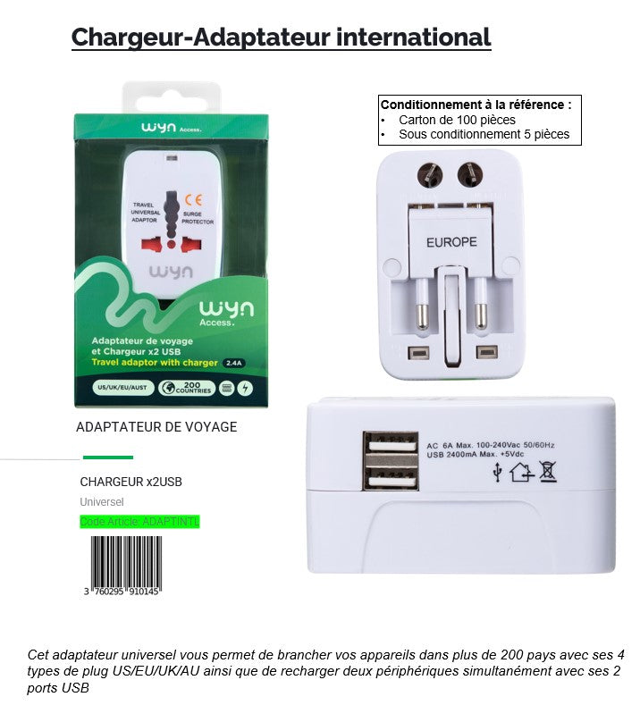Chargeur & Adaptateur international WYN