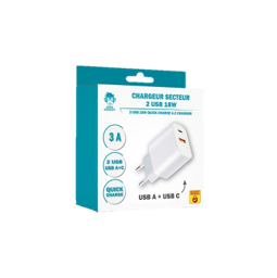 Chargeur secteur USB A + USB C GEEK MONKEY
