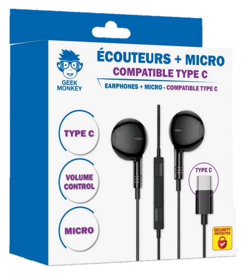 ÉCOUTEURS MICRO TYPE-C GEEK MONKEY