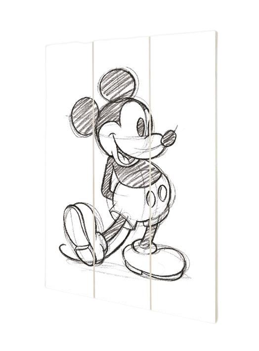Mickey Mouse - Sketched Wood Print 20 X 29.5 cm