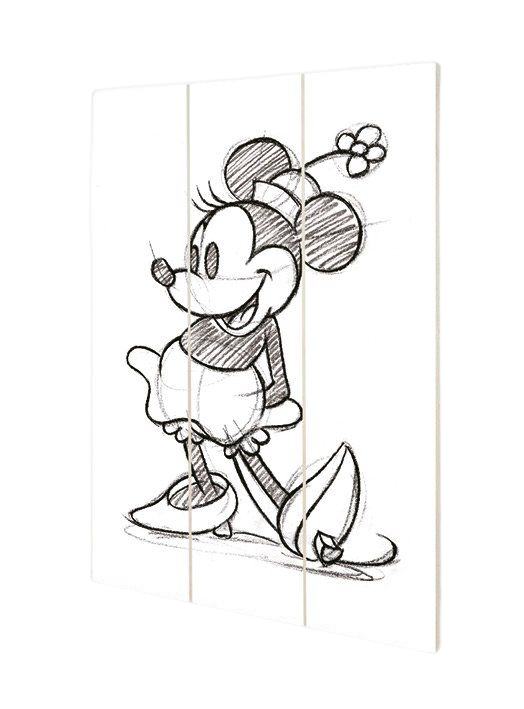 Minnie Mouse - Sketched Wood Print 20 X 29.5 cm