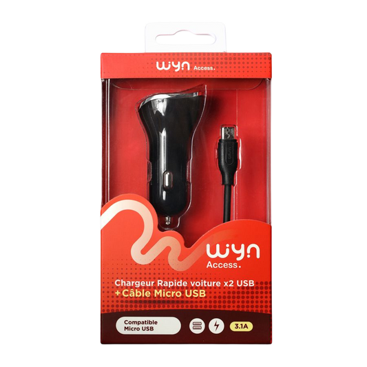 Chargeur Allume Cigare + Câble micro USB WYN