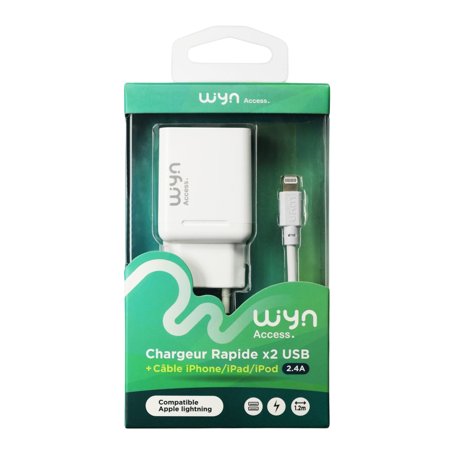 Chargeur Secteur + Câble Compatible Lightning WYN