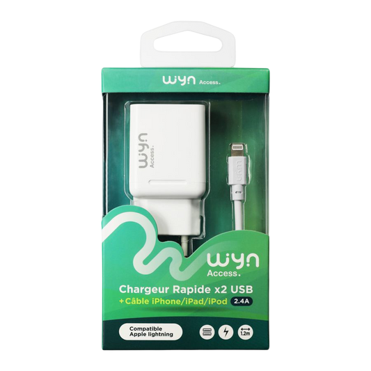 Chargeur Secteur + Câble Compatible Lightning WYN