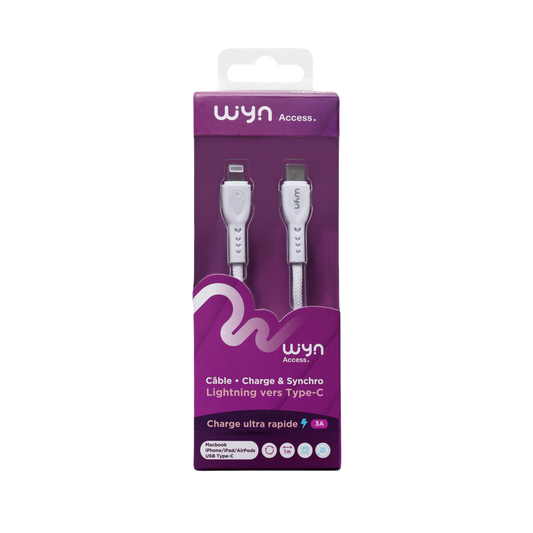 Câble Ultra Rapide 3A Lightning vers Type C WYN