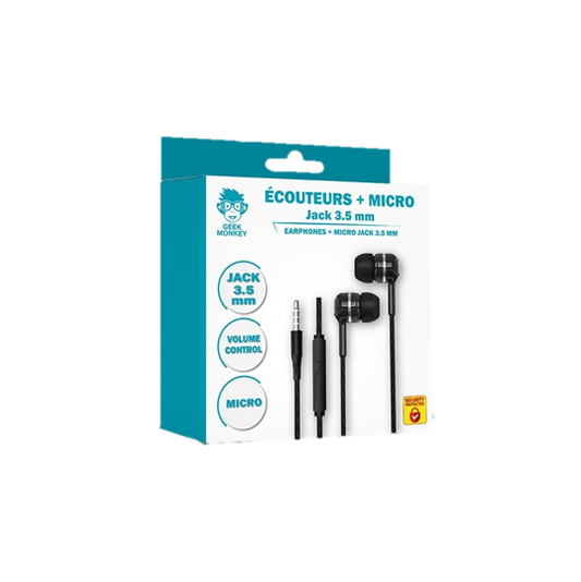 Ecouteurs Jack 3.5 mm avec micro GEEK MONKEY