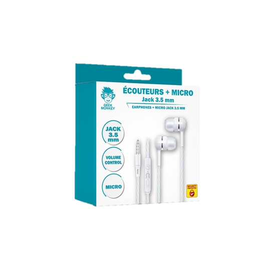 Ecouteurs Jack 3.5 mm avec micro GEEK MONKEY