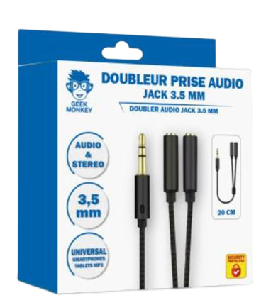 Doubleur audio Jack jack 3.5 mm GEEK MONKEY