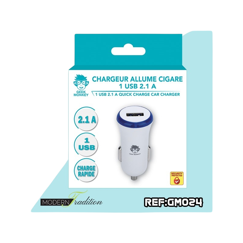 Chargeur allume-cigare 1 USB GEEK MONKEY